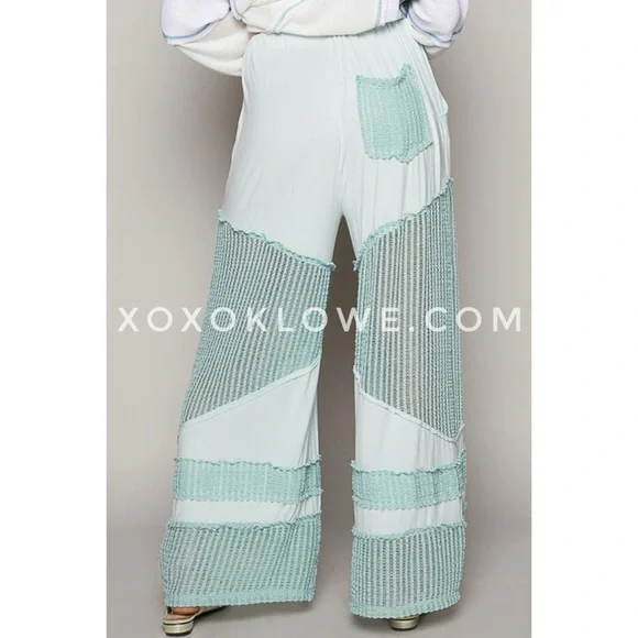 POL Baby Blue Flowy Wide Leg Rayon Jersey Palazzo Pants - Picture 5 of 10